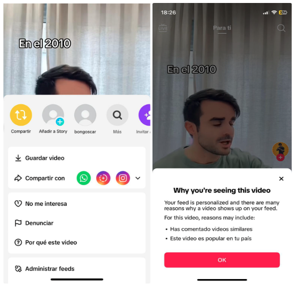 Recomendaciones personalizadas de TikTok: Por qué estás viendo este video